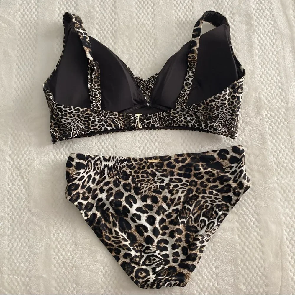 SEA LEVEL Bikini Leopard Print Australia Black Brown US Size 12